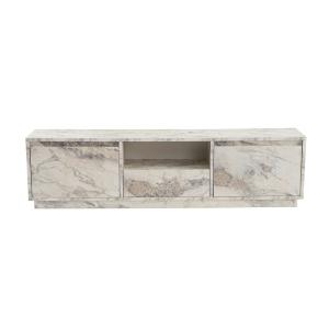 Meuble TV 160 cm 3 portes 1 niche - décor marbre