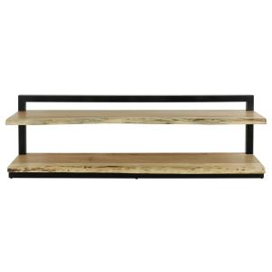 Meuble TV 2 plateaux bords naturels en acacia massif L180cm