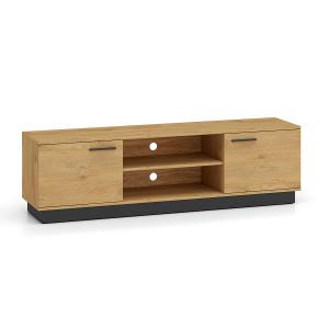 Meuble TV 2 portes 1 stratifiés beige et noir