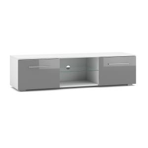 Meuble TV 2 portes 140 cm stratifiés blanc et gris