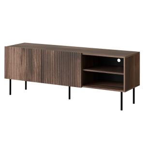 Meuble TV 2 portes 150cm effet bois et noir