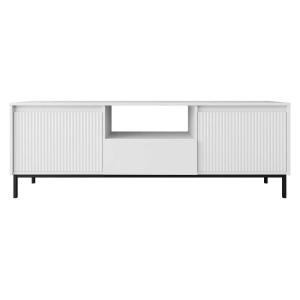 Meuble TV 2 portes 174cm blanc pieds en métal