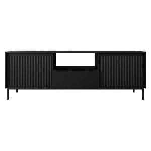 Meuble TV 2 portes 174cm noir pieds en métal