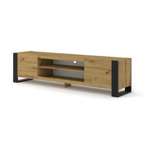 Meuble TV 2 portes 188 cm stratifiés beige et noir mat