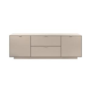 Meuble TV 2 portes, 2 abattants beige L185 cm