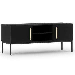 Meuble TV 2 portes 2 niches 120cm noir