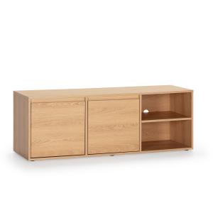 Meuble TV 2 Portes 2 Niches, Couleur Chêne