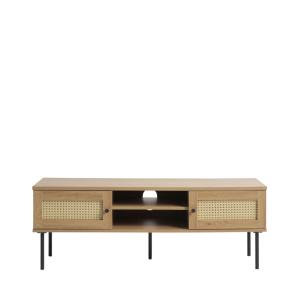 Meuble TV 2 portes 2 niches en bois et métal L120cm - Bois…