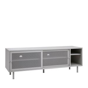 Meuble TV 2 portes, 2 niches en métal L160cm - Grège