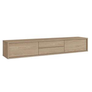 Meuble TV 2 portes 2 tiroirs 180 cm stratifiés beige