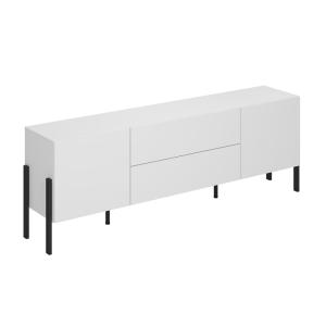 Meuble TV 2 portes 2 tiroirs 200 cm stratifiés blanc mat et…