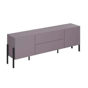 Meuble TV 2 portes 2 tiroirs 200 cm stratifiés violet et no…