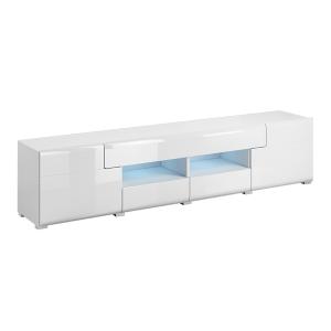Meuble TV 2 portes 2 tiroirs 208 cm stratifiés blanc