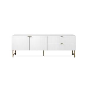 Meuble TV 2 portes 2 tiroirs L179 x H61 cm - Blanc