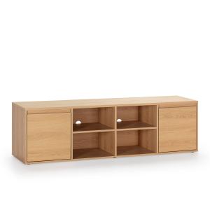 Meuble TV 2 Portes 4 Niches, Couleur Chêne