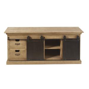 Meuble TV 2 portes 4 tiroirs en manguier massif L145