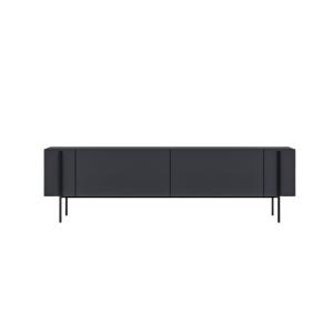 Meuble TV 2 portes abattantes L160 cm - Gris Anthracite