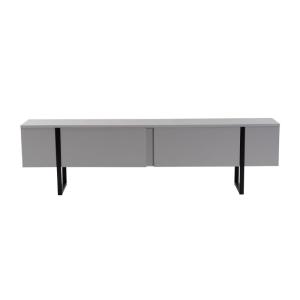 Meuble TV 2 portes abattantes L180 cm - Gris et Noir