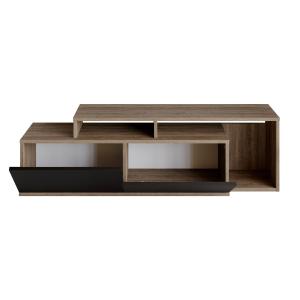 Meuble TV 2 portes décor noyer et noir - L149,8 cm