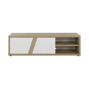 Meuble tv 2 portes effet bois et blanc