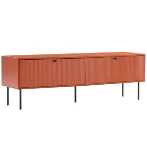 Meuble TV 2 portes en acier et MDF décor mélaminé 150 cm or…