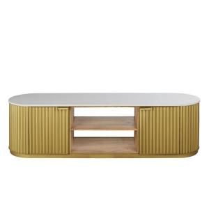 Meuble TV 2 portes en bois de manguier massif et métal ondu…