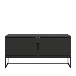 Meuble TV 2 portes en bois et métal L118cm - Noir