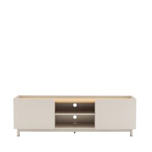 Meuble TV 2 portes en bois et métal L160cm - Beige
