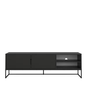 Meuble TV 2 portes en bois et métal L176cm - Noir