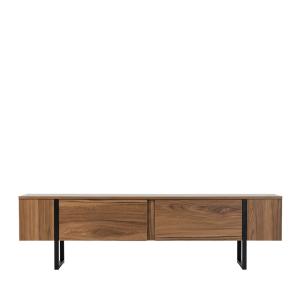 Meuble TV 2 portes en bois et métal L180cm - Bois foncé