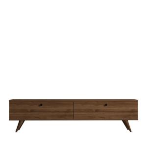 Meuble TV 2 portes en bois L160cm - Bois foncé