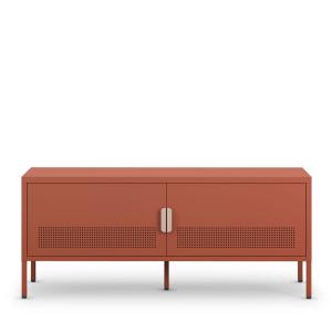 Meuble TV 2 portes en métal L120cm - Terracotta
