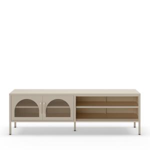 Meuble TV 2 portes en métal L160cm - Beige