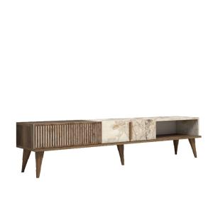 Meuble tv 2 portes et 1 étagères 180cm bois foncé et effet…