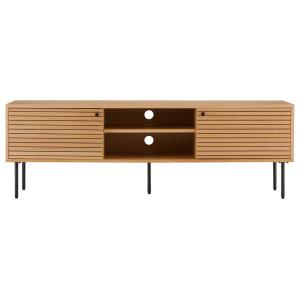 Meuble TV 2 portes et 2 niches 150cm effet bois