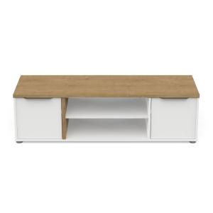 Meuble TV 2 portes et 2 niches chêne et blanc L135 cm