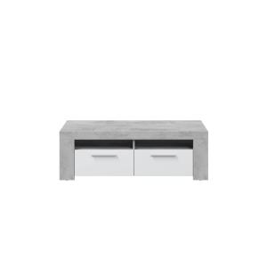 Meuble TV 2 portes et 2 niches de rangement L120cm - Blanc…