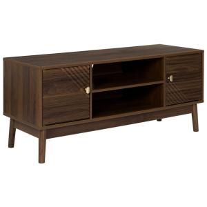 Meuble TV 2 portes et 2 niches marron foncé