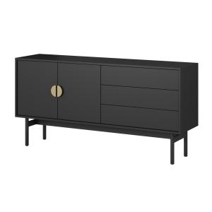 Meuble TV 2 portes et 3 tiroirs noir 154 cm