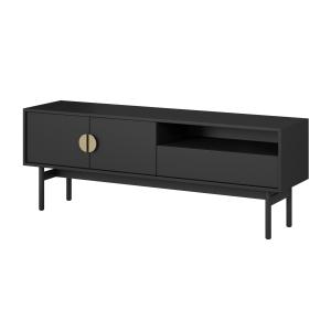 Meuble TV 2 portes et tiroir noir 154 cm