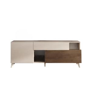 Meuble TV 2 portes L180 cm - Effet Beige et bois