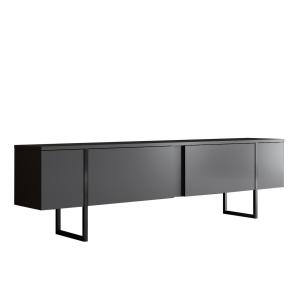 Meuble TV 2 portes rabattables L180 cm - Gris Anthracite