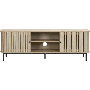 Meuble TV 2 portes rainurées couleur chêne L160xH55 cm