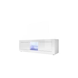 Meuble TV 2 portes sans éclairage - L180 cm - Blanc