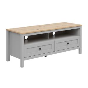 Meuble TV 2 tiroirs 129 cm stratifiés gris