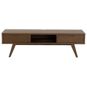 Meuble TV 2 tiroirs 150cm effet bois foncé