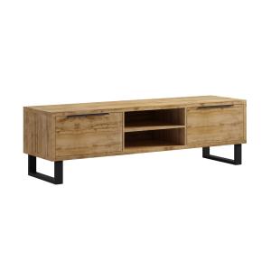 Meuble TV 2 tiroirs 180 cm stratifiés beige et métal