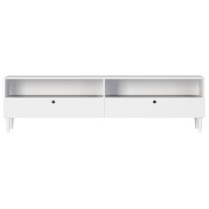 Meuble TV 2 tiroirs 2 niches 200cm blanc