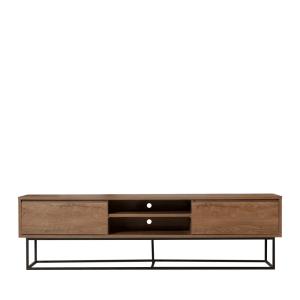 Meuble TV 2 tiroirs en bois et métal L180cm - Bois foncé