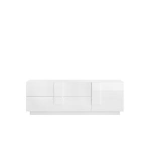 Meuble TV 2 tiroirs et 1 porte - L182 cm - Blanc